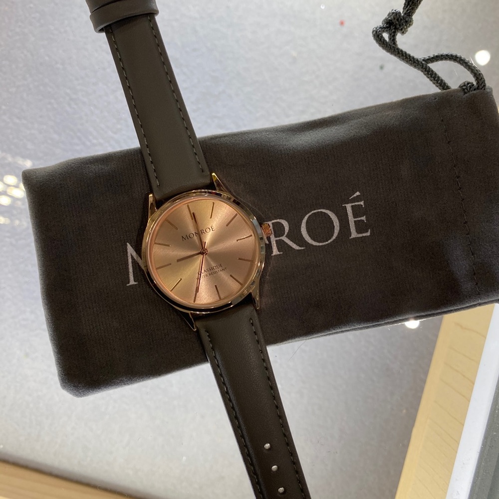 Monroe Solerose Charcoal Leather Watch